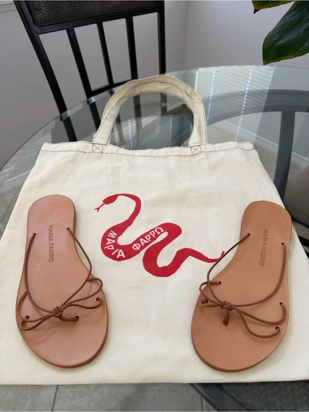 Tan Leather Bow-Strap Slide Sandals - Picture 3 of 10